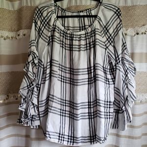 Fever | Black & Pink Gingham Batwing Shirt